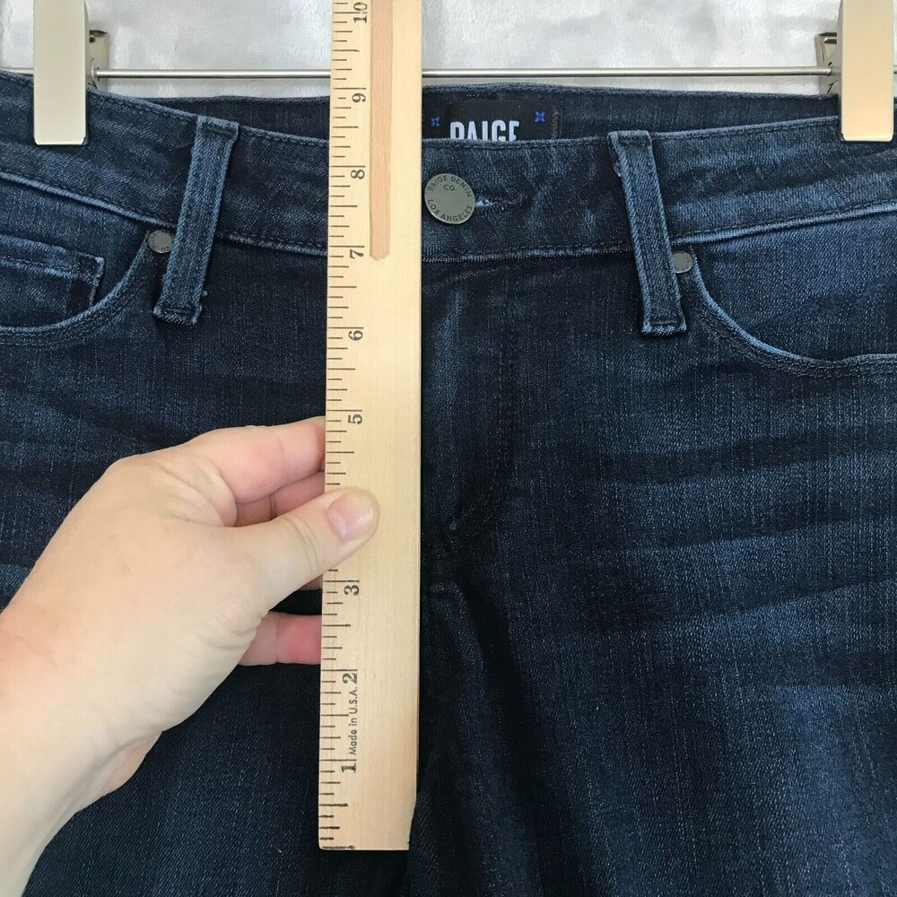 Paige Skyline Skinny Womens 27 Luella Dark Wash Mid Rise Pockets Stretch - Picture 11 of 14